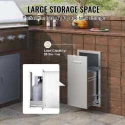 13.6 In. W X 26 In. H X 19.3 In. D Lower Sliding Rails Stainless Steel Outdoor Kitchen Trash Drawer With Handle -Patio Furniture Shop vevor outdoor kitchen drawers ctgxhgljg00000001v0 4f 1000