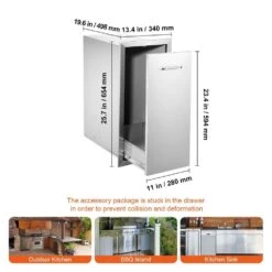 13.6 In. W X 26 In. H X 19.3 In. D Lower Sliding Rails Stainless Steel Outdoor Kitchen Trash Drawer With Handle -Patio Furniture Shop vevor outdoor kitchen drawers ctgxhgljg00000001v0 76 1000
