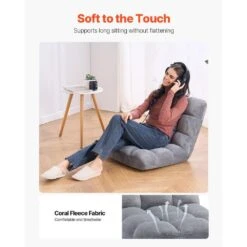 Floor Chair, Recycled Foam Folding Sofa Chair With 14 Adjustable Positions, Floor Chair With Back, Gray Plastic -Patio Furniture Shop vevor outdoor lounge chairs dbyetkwfs000sceo3v0 4f 1000