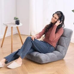 Floor Chair, Recycled Foam Folding Sofa Chair With 14 Adjustable Positions Floor Chair With Back Support Plastic Gray -Patio Furniture Shop vevor outdoor lounge chairs dbywfscgk000ordfav0 31 1000