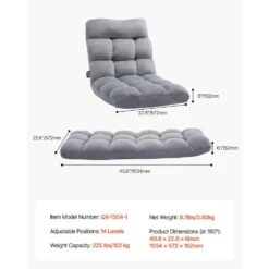 Floor Chair, Recycled Foam Folding Sofa Chair With 14 Adjustable Positions Floor Chair With Back Support Plastic Gray -Patio Furniture Shop vevor outdoor lounge chairs dbywfscgk000ordfav0 76 1000