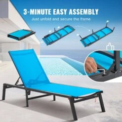 Patio Lounge Chairs Chaise Lounge Chairs Outdoor Aluminum With Adjustable 5-Position Folding Pool Chairs Blue 2pcs 13 Patio Lounge Chairs Chaise Lounge Chairs Outdoor Aluminum With Adjustable 5-Position Folding Pool Chairs Blue 2pcs -Patio Furniture Shop vevor outdoor lounge chairs jstygdtylskzun91kv0 1f 1000