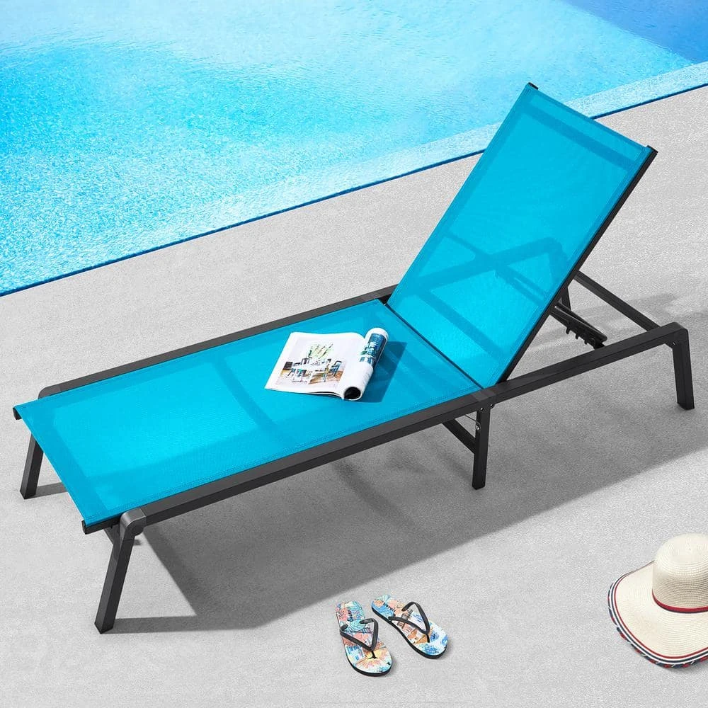 Patio Lounge Chairs Chaise Lounge Chairs Outdoor Aluminum With Adjustable 5-Position Folding Pool Chairs Blue 2pcs 10 Patio Lounge Chairs Chaise Lounge Chairs Outdoor Aluminum With Adjustable 5-Position Folding Pool Chairs Blue 2pcs - Image 8