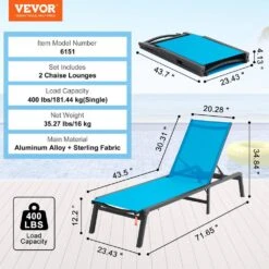 Patio Lounge Chairs Chaise Lounge Chairs Outdoor Aluminum With Adjustable 5-Position Folding Pool Chairs Blue 2pcs 16 Patio Lounge Chairs Chaise Lounge Chairs Outdoor Aluminum With Adjustable 5-Position Folding Pool Chairs Blue 2pcs -Patio Furniture Shop vevor outdoor lounge chairs jstygdtylskzun91kv0 76 1000