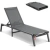 Chaise Lounge Chair Outdoor, Aluminum Patio Lounge Chair With Adjustable 5-Position, Folding Pool Chair, Dark Grey -Patio Furniture Shop vevor outdoor lounge chairs jstygdtyshskfzgt3v0 64 1000