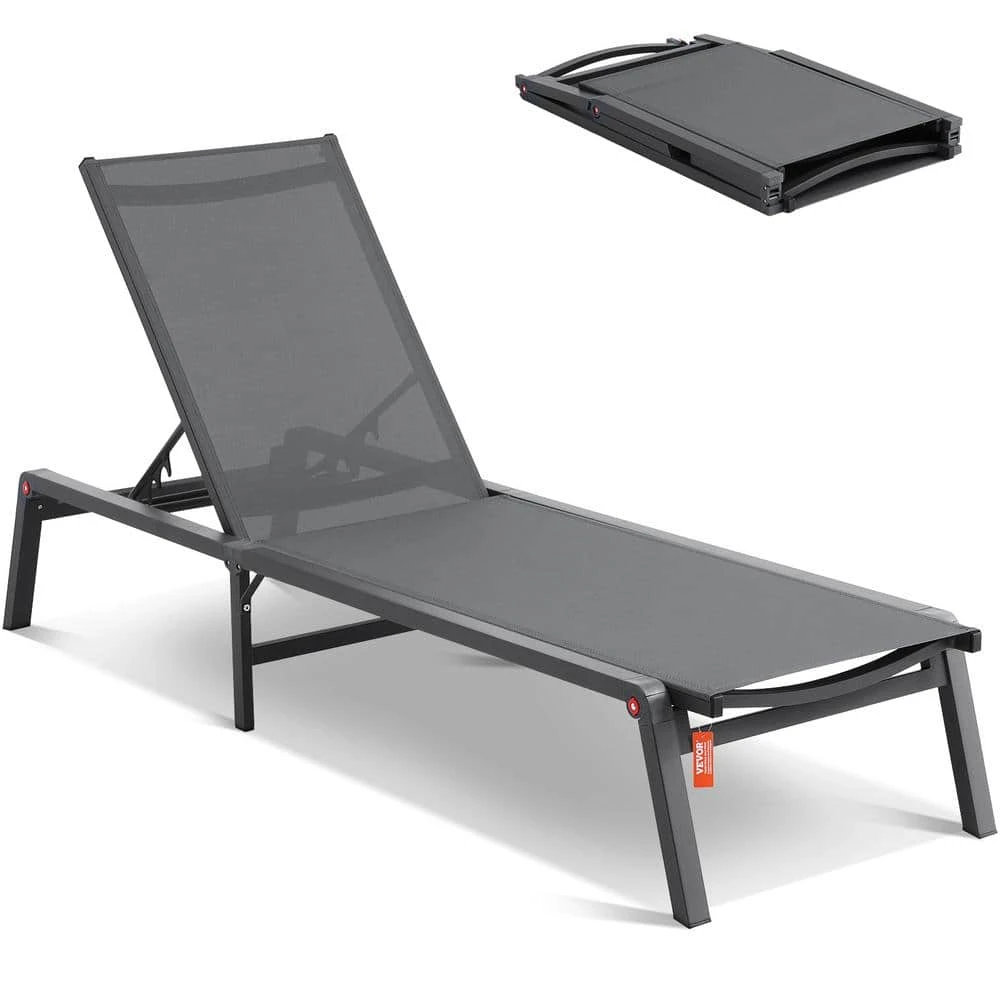 Chaise Lounge Chairs Outdoor, Aluminum Patio Lounge Chairs With Adjustable 5-Position Folding Chairs Dark Grey, 2-Piece 3 Chaise Lounge Chairs Outdoor, Aluminum Patio Lounge Chairs With Adjustable 5-Position Folding Chairs Dark Grey, 2-Piece