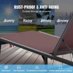 Chaise Lounge Chair Outdoor, Aluminum Patio Lounge Chair With Adjustable 5-Position, Folding Pool Lounge Chair, Brown -Patio Furniture Shop vevor outdoor lounge chairs jstygdtyzskzqse59v0 4f 1000