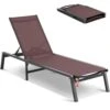 Chaise Lounge Chair Outdoor, Aluminum Patio Lounge Chair With Adjustable 5-Position, Folding Pool Lounge Chair, Brown -Patio Furniture Shop vevor outdoor lounge chairs jstygdtyzskzqse59v0 64 1000