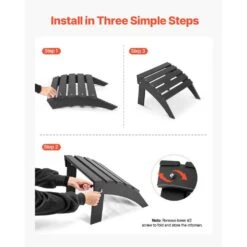 Adirondack Ottoman, 18. 7L X 19. 7W X 13H In. HDPE Plastic Folding Adirondack Ottoman, Weather-Resistant Foot Rest -Patio Furniture Shop vevor outdoor lounge chairs kzdadldkttbpjarztv0 1f 1000