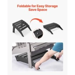 Adirondack Ottoman, 18. 7L X 19. 7W X 13H In. HDPE Plastic Folding Adirondack Ottoman, Weather-Resistant Foot Rest -Patio Furniture Shop vevor outdoor lounge chairs kzdadldkttbpjarztv0 4f 1000