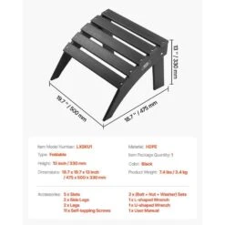 Adirondack Ottoman, 18. 7L X 19. 7W X 13H In. HDPE Plastic Folding Adirondack Ottoman, Weather-Resistant Foot Rest -Patio Furniture Shop vevor outdoor lounge chairs kzdadldkttbpjarztv0 76 1000