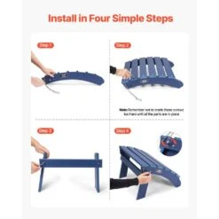 Adirondack Ottoman Set Of 2,18. 7L X 18. 9W X 13. 8H In. HDPE Plastic Folding Adirondack Ottoman, Weather-Resistant -Patio Furniture Shop vevor outdoor lounge chairs kzdadldkttqp1rt1qv0 1f 1000