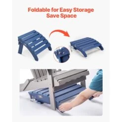 Adirondack Ottoman Set Of 2,18. 7L X 18. 9W X 13. 8H In. HDPE Plastic Folding Adirondack Ottoman, Weather-Resistant -Patio Furniture Shop vevor outdoor lounge chairs kzdadldkttqp1rt1qv0 4f 1000