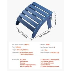 Adirondack Ottoman Set Of 2,18. 7L X 18. 9W X 13. 8H In. HDPE Plastic Folding Adirondack Ottoman, Weather-Resistant -Patio Furniture Shop vevor outdoor lounge chairs kzdadldkttqp1rt1qv0 76 1000