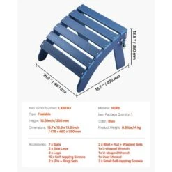 Adirondack Ottoman, 18. 7L X 18. 9W X 13. 8H In. HDPE Plastic Folding Adirondack Ottoman, Weather-Resistant Footrest -Patio Furniture Shop vevor outdoor lounge chairs kzdadldkttqpvxcayv0 76 1000