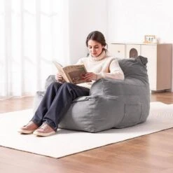 Bean Bag Chair, Plastic, Bean Bag Sofa Chair, High-Density Foam Filling, Outdoor Rocking Chair With Cushion, Grey 17 Bean Bag Chair, Plastic, Bean Bag Sofa Chair, High-Density Foam Filling, Outdoor Rocking Chair With Cushion, Grey -Patio Furniture Shop vevor outdoor rocking chairs fsyxcrddy45448awfv0 31 1000
