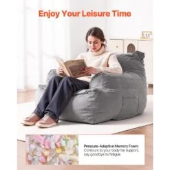 Bean Bag Chair, Plastic, Bean Bag Sofa Chair, High-Density Foam Filling, Outdoor Rocking Chair With Cushion, Grey 12 Bean Bag Chair, Plastic, Bean Bag Sofa Chair, High-Density Foam Filling, Outdoor Rocking Chair With Cushion, Grey -Patio Furniture Shop vevor outdoor rocking chairs fsyxcrddy45448awfv0 4f 1000