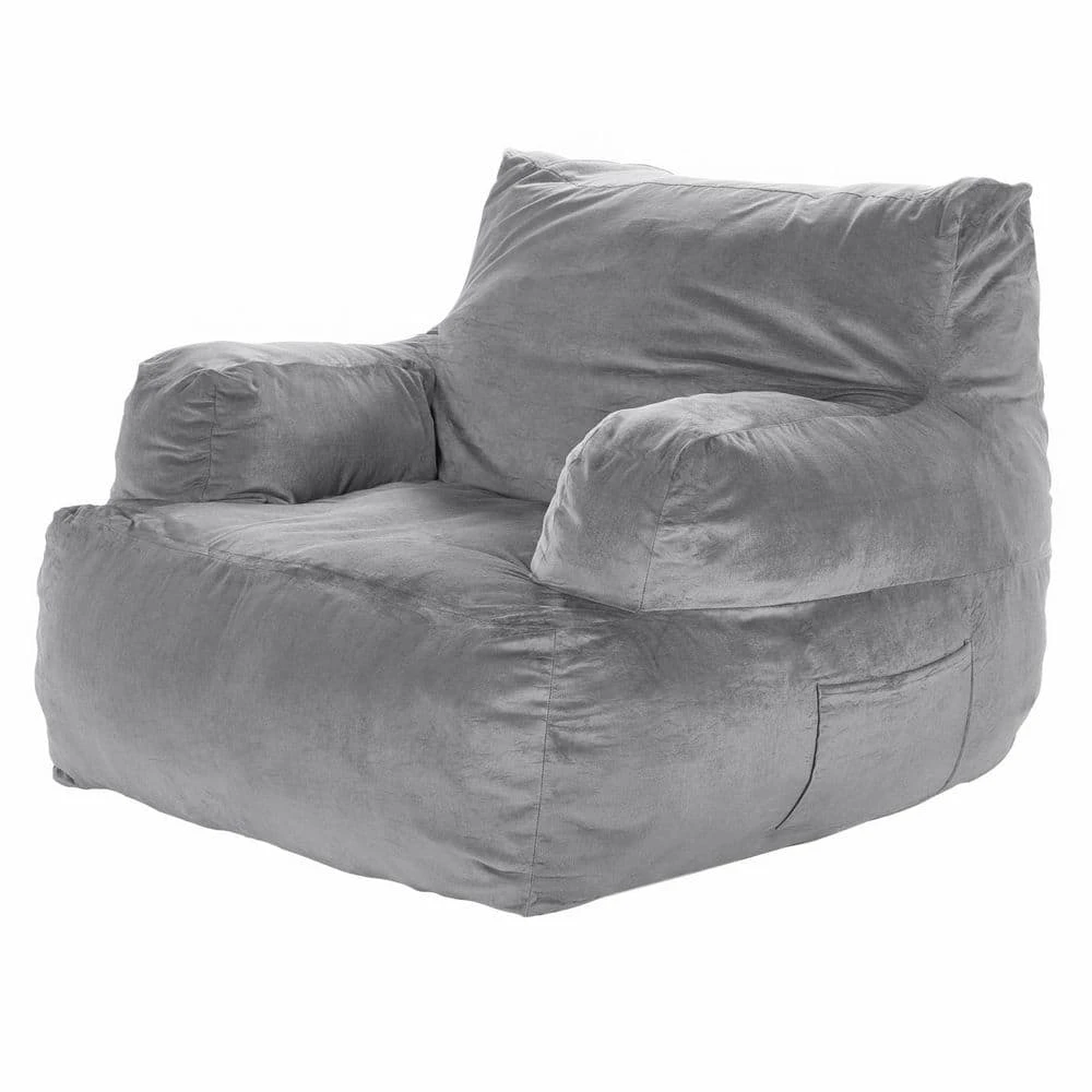 Bean Bag Chair, Plastic, Bean Bag Sofa Chair, High-Density Foam Filling, Outdoor Rocking Chair With Cushion, Grey 3 Bean Bag Chair, Plastic, Bean Bag Sofa Chair, High-Density Foam Filling, Outdoor Rocking Chair With Cushion, Grey