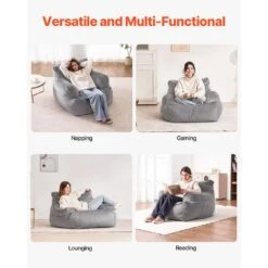 Bean Bag Chair, Plastic, Bean Bag Sofa Chair, High-Density Foam Filling, Outdoor Rocking Chair With Cushion, Grey 15 Bean Bag Chair, Plastic, Bean Bag Sofa Chair, High-Density Foam Filling, Outdoor Rocking Chair With Cushion, Grey -Patio Furniture Shop vevor outdoor rocking chairs fsyxcrddy45448awfv0 fa 1000