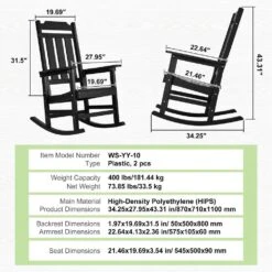 2-Pieces Plastic Porch Rocker HIPS Outdoor Rocking Chair With Smooth Armrests Supports Up To 400 Lbs. 17 2-Pieces Plastic Porch Rocker HIPS Outdoor Rocking Chair With Smooth Armrests Supports Up To 400 Lbs. -Patio Furniture Shop vevor outdoor rocking chairs hwyyslksl2jz9sr3qv0 76 1000
