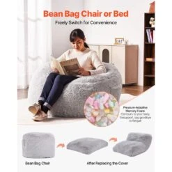 Bean Bag Bed Chair, Gray Plastic Outdoor Rocking Chair With Cushion Guard Gray Cushion From BeanBag To Lounge -Patio Furniture Shop vevor outdoor rocking chairs kzhcrddyfullox8qhv0 4f 1000