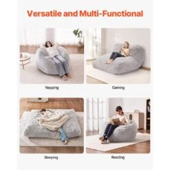 Bean Bag Bed Chair, Gray Plastic Outdoor Rocking Chair With Cushion Guard Gray Cushion From BeanBag To Lounge -Patio Furniture Shop vevor outdoor rocking chairs kzhcrddyfullox8qhv0 fa 1000