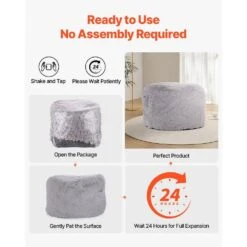 Bean Bag Bed Chair, Plastic, Convertible Chair From Bean Bag To Lounge, Outdoor Rocking Chair With Cushion, Grey 16 Bean Bag Bed Chair, Plastic, Convertible Chair From Bean Bag To Lounge, Outdoor Rocking Chair With Cushion, Grey -Patio Furniture Shop vevor outdoor rocking chairs kzhcrddyqueekd2vmv0 76 1000