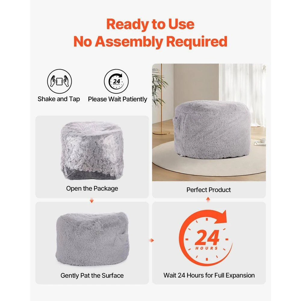 Bean Bag Bed Chair, Plastic, Convertible Chair From Bean Bag To Lounge, Outdoor Rocking Chair With Cushion, Grey 9 Bean Bag Bed Chair, Plastic, Convertible Chair From Bean Bag To Lounge, Outdoor Rocking Chair With Cushion, Grey - Image 7