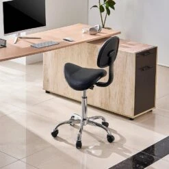 Saddle Stool With Back Support, 450 LBS. Capacity, Height Adjustable Plastic Outdoor Rocking Chair With Cushion, Black -Patio Furniture Shop vevor outdoor rocking chairs madhsjsmadykgssywv0 31 1000