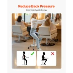 Saddle Stool With Back Support, 450 LBS. Capacity, Height Adjustable Plastic Outdoor Rocking Chair With Cushion, Black -Patio Furniture Shop vevor outdoor rocking chairs madhsjsmadykgssywv0 44 1000