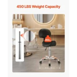 Saddle Stool With Back Support, 450 LBS. Capacity, Height Adjustable Plastic Outdoor Rocking Chair With Cushion, Black -Patio Furniture Shop vevor outdoor rocking chairs madhsjsmadykgssywv0 4f 1000