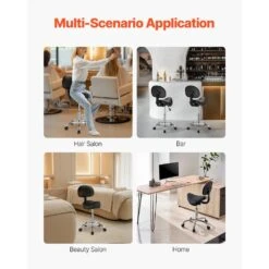 Saddle Stool With Back Support, 450 LBS. Capacity, Height Adjustable Plastic Outdoor Rocking Chair With Cushion, Black -Patio Furniture Shop vevor outdoor rocking chairs madhsjsmadykgssywv0 fa 1000