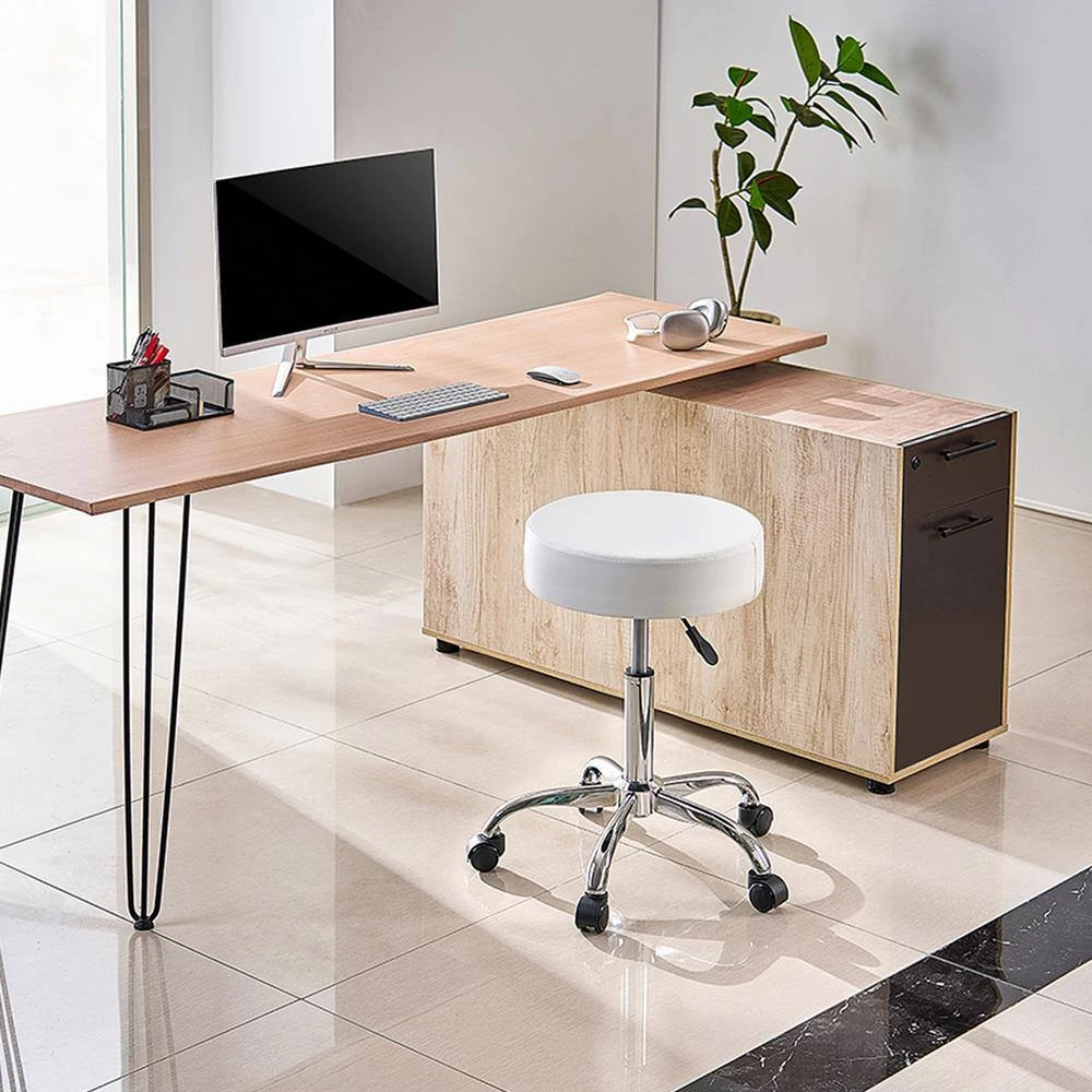 Round Rolling Stool Chair With Wheels, 450 Lbs. Capacity, Adjustable Plastic Outdoor Rocking Chair With Cushion, White 10 Round Rolling Stool Chair With Wheels, 450 Lbs. Capacity, Adjustable Plastic Outdoor Rocking Chair With Cushion, White - Image 8