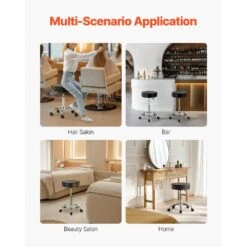 Rolling Stool With Wheels, 450 Lbs. Weight Capacity, Height Adjustable Plastic Outdoor Rocking Chair With Cushion, Black -Patio Furniture Shop vevor outdoor rocking chairs ydhsjsyx450lg193dv0 fa 1000