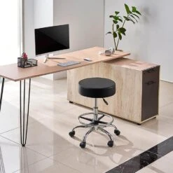 Rolling Stool With Foot Rest, 450 LBS. Capacity, Height Adjustable Plastic Outdoor Rocking Chair With Cushion, Black -Patio Furniture Shop vevor outdoor rocking chairs ydhsjsyxwkbyjzq2wv0 31 1000