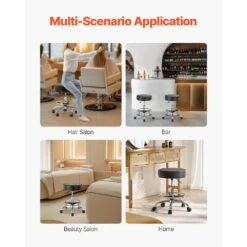 Rolling Stool With Foot Rest, 450 LBS. Capacity, Height Adjustable Plastic Outdoor Rocking Chair With Cushion, Black -Patio Furniture Shop vevor outdoor rocking chairs ydhsjsyxwkbyjzq2wv0 fa 1000