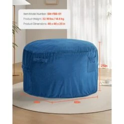Bean Bag Chair, Round Bean Bag Chair With Removable & Washable Cover, Plastic Outdoor Rocking Chair With Cushion, Blue 11 Bean Bag Chair, Round Bean Bag Chair With Removable & Washable Cover, Plastic Outdoor Rocking Chair With Cushion, Blue -Patio Furniture Shop vevor outdoor rocking chairs yxcrddy4349ivtklyv0 c3 1000