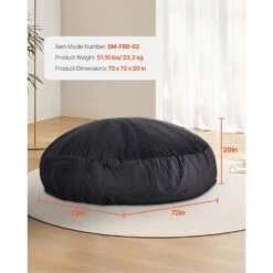 Bean Bag Chair, Plastic, High-Density Foam Filling Round Bean Bag, Outdoor Rocking Chair With Cushion, Black -Patio Furniture Shop vevor outdoor rocking chairs yxcrddy6672iowvj1v0 c3 1000
