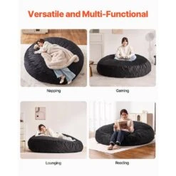Bean Bag Chair, Plastic, High-Density Foam Filling Round Bean Bag, Outdoor Rocking Chair With Cushion, Black -Patio Furniture Shop vevor outdoor rocking chairs yxcrddy6672iowvj1v0 fa 1000