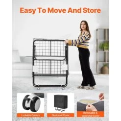 Rollaway Bed, Black Metal Frame, Outdoor Rocking Chair With White Cushion, 31 X 75 In. Folding Bed With 4 In. Mattress -Patio Furniture Shop vevor outdoor rocking chairs zdc31yc4inchsl74hv0 44 1000