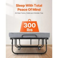 Rollaway Bed, Black Metal Frame, Outdoor Rocking Chair With White Cushion, 31 X 75 In. Folding Bed With 4 In. Mattress -Patio Furniture Shop vevor outdoor rocking chairs zdc31yc4inchsl74hv0 4f 1000