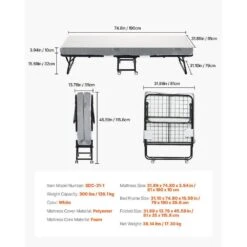 Rollaway Bed, Black Metal Frame, Outdoor Rocking Chair With White Cushion, 31 X 75 In. Folding Bed With 4 In. Mattress -Patio Furniture Shop vevor outdoor rocking chairs zdc31yc4inchsl74hv0 76 1000