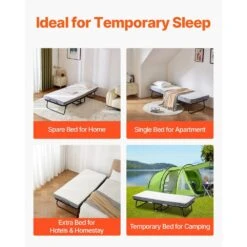 Rollaway Bed, Black Metal Frame, Outdoor Rocking Chair With White Cushion, 31 X 75 In. Folding Bed With 4 In. Mattress -Patio Furniture Shop vevor outdoor rocking chairs zdc31yc4inchsl74hv0 fa 1000