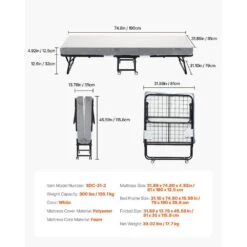 Rollaway Bed, Black Metal Frame, Outdoor Rocking Chair With White Cushion, 31 X 75 In. Folding Bed With 5 In. Mattress 16 Rollaway Bed, Black Metal Frame, Outdoor Rocking Chair With White Cushion, 31 X 75 In. Folding Bed With 5 In. Mattress -Patio Furniture Shop vevor outdoor rocking chairs zdc31yc5inchysffmv0 76 1000