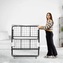 Rollaway Bed, Black Metal Frame, Outdoor Rocking Chair With White Cushion, 38 X 75 In. Folding Bed With 5 In. Mattress -Patio Furniture Shop vevor outdoor rocking chairs zdc38yc5inchtsrzyv0 31 1000