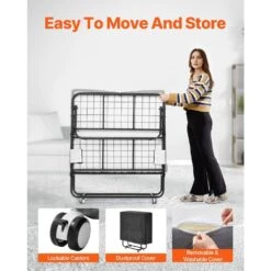 Rollaway Bed, Black Metal Frame, Outdoor Rocking Chair With White Cushion, 38 X 75 In. Folding Bed With 5 In. Mattress -Patio Furniture Shop vevor outdoor rocking chairs zdc38yc5inchtsrzyv0 44 1000