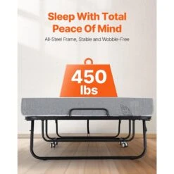 Rollaway Bed, Black Metal Frame, Outdoor Rocking Chair With White Cushion, 38 X 75 In. Folding Bed With 5 In. Mattress -Patio Furniture Shop vevor outdoor rocking chairs zdc38yc5inchtsrzyv0 4f 1000