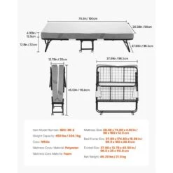 Rollaway Bed, Black Metal Frame, Outdoor Rocking Chair With White Cushion, 38 X 75 In. Folding Bed With 5 In. Mattress -Patio Furniture Shop vevor outdoor rocking chairs zdc38yc5inchtsrzyv0 76 1000