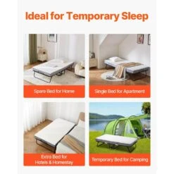 Rollaway Bed, Black Metal Frame, Outdoor Rocking Chair With White Cushion, 38 X 75 In. Folding Bed With 5 In. Mattress -Patio Furniture Shop vevor outdoor rocking chairs zdc38yc5inchtsrzyv0 fa 1000