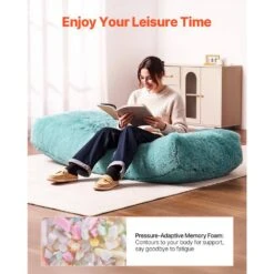 Bean Bag Chair, Plastic Giant Bean Bag Chair With Removable And Washable Cover, Outdoor Rocking Chair With Cushion, Blue -Patio Furniture Shop vevor outdoor rocking chairs zfkcrddy6672ifu2wv0 4f 1000